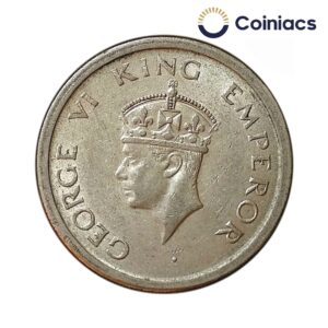 One Rupee George VI King & Emperor 1947 Bombay Mint Nickel Coin, British India Uniform Coinage, Collectable.