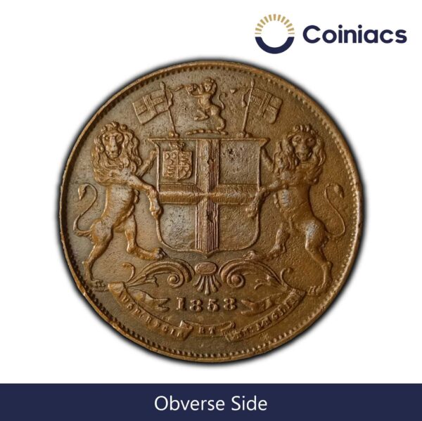Quarter Anna East India Company 1858 Copper Coin, British India Uniform Coinage, Collectible. - Image 2