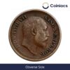 1/2 Pice Edward VII King Emperor (1903-1910) Calcutta Mint Bronze Coin, British India Uniform Coinage, Collectible. - Image 2