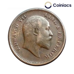 One Quarter Anna Edward VII King & Emperor Calcutta Mint (1903-1910) Bronze Coin, British India Uniform Coinage, Collectible.