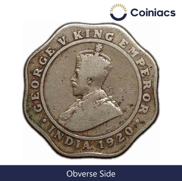 Scarce 4 Annas George V King Emperor (1919-20) Cupro-Nickel Coin, British India Uniform Coinage, Collectible - Image 2