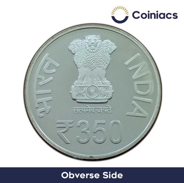 350 Rupees 350th Birth Anniversary of Shri Guru Gobind Singh Ji, 2016 Commemorative Silver Coin, Republic India Decimal Series, Gem UNC Grade - Image 2