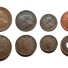 Scarce SET of 8 Bronze Coins of British India (1912-1956) 8 Coins SET, British India Uniform Coinage, Collectible