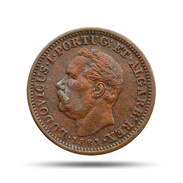 Quarto de Tanga Luiz I 1881-1888 CE Copper coin, Portuguese India, Collectible