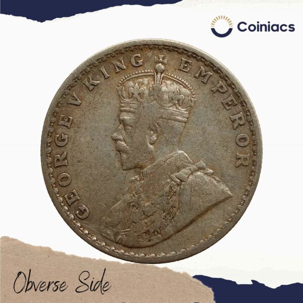 Rare One Rupee George V 1911 CE (Pig Rupee) Silver coin, British India Uniform Coinage, Collectible - Image 2