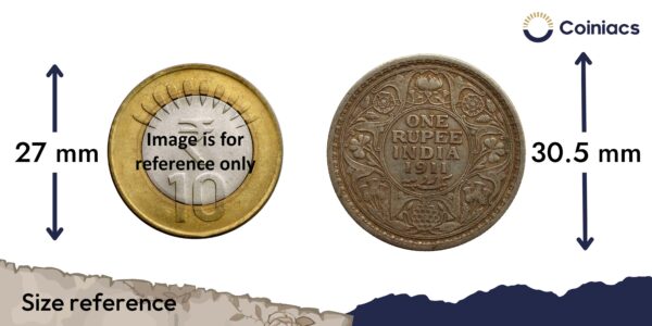 Rare One Rupee George V 1911 CE (Pig Rupee) Silver coin, British India Uniform Coinage, Collectible - Image 4
