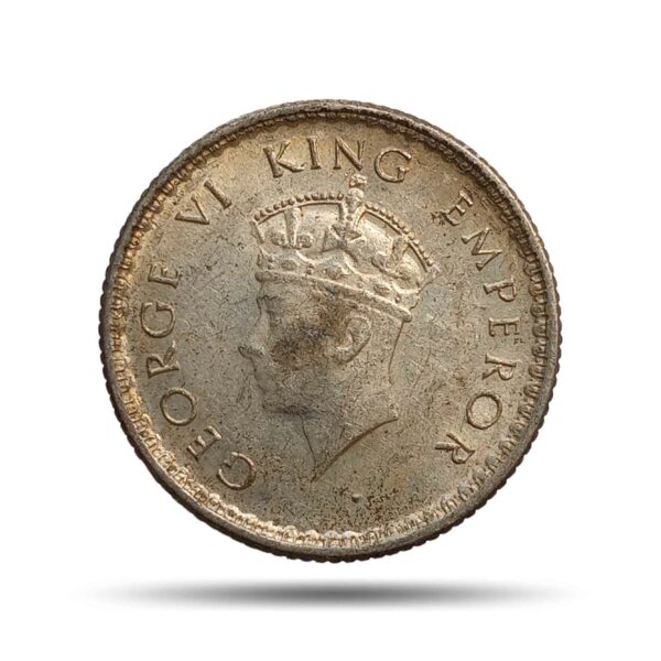 1/4 Rupee George VI 1939 CE Silver Coin, British India Uniform Coinage, UNC