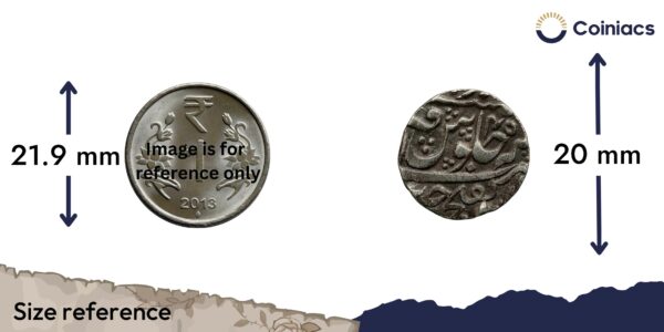 One Rupee Shah Alam II RY 45 Dar-ul-fath Ujjain Mint Silver Coin, Princely State of Gwalior, Collectible - Image 4