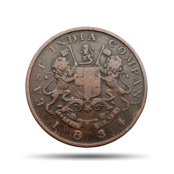 Half Anna East India Company 1834 CE Copper coin, Bombay Presidency, Collectible