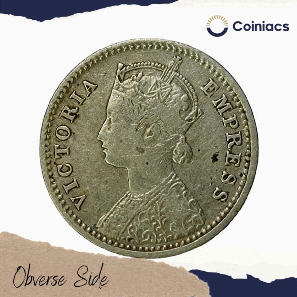 1/4 Rupee Victoria Empress 1901 Calcutta Mint Silver Old Coin, British India Uniform Coinage, Collectible - Image 2