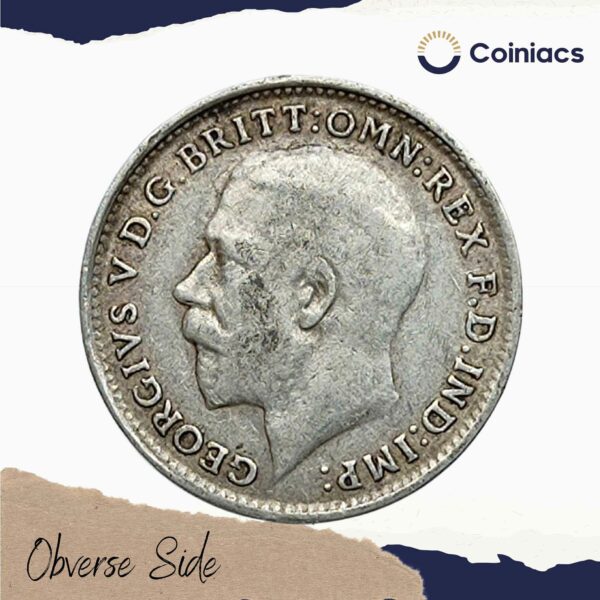 UK 3 Pence George V (1920-36) Silver Foreign Coin, United Kingdom, Collectible. - Image 2