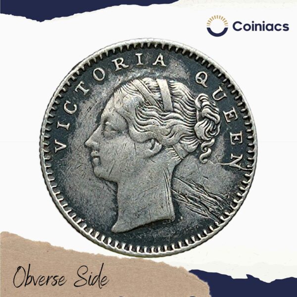 1/4 Rupee Victoria Queen Continuous Legend 1840 CE Silver Coin, British India Uniform Coinage, Collectible - Image 2