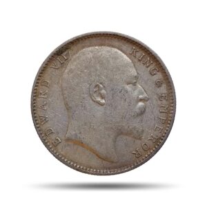 One Rupee Edward VI King & Emperor 1906 CE Silver Old Coin, British India Uniform Coinage, Collectible