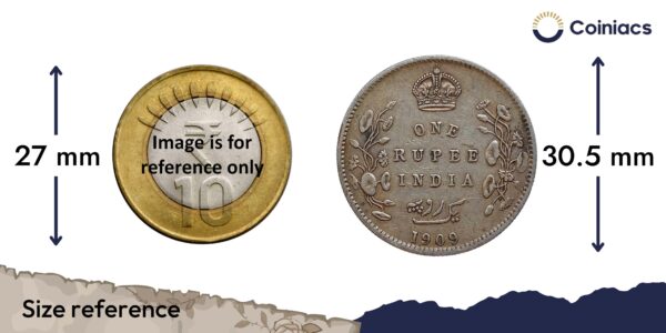 One Rupee Edward VI King & Emperor 1909 CE Silver Old Coin, British India Uniform Coinage, Collectible - Image 4