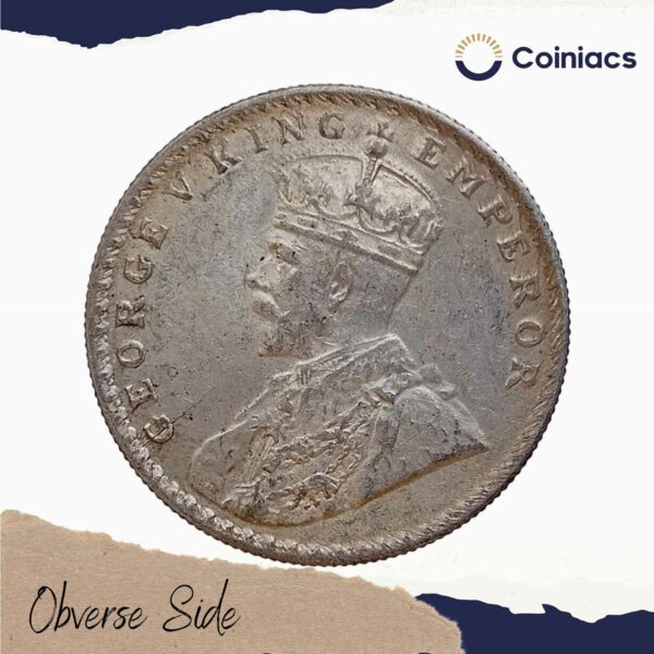 One Rupee George V King Emperor 1916 CE Silver Old Coin, British India Uniform Coinage, Collectible - Image 2