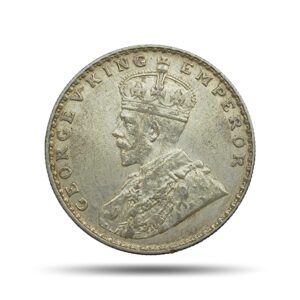 One Rupee George V King Emperor 1912 CE Silver Old Coin, British India Uniform Coinage, Collectible
