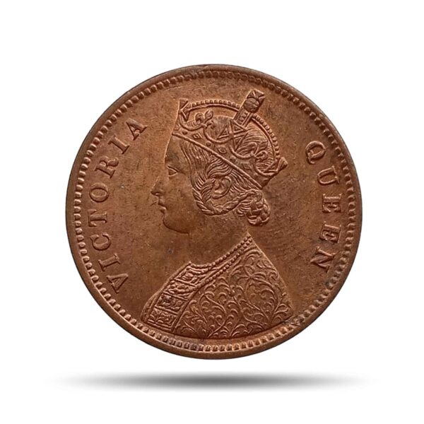 Quarter Anna Victoria Queen Crowned 1862 CE Copper old coin, British India Uniform Coinage, UNC