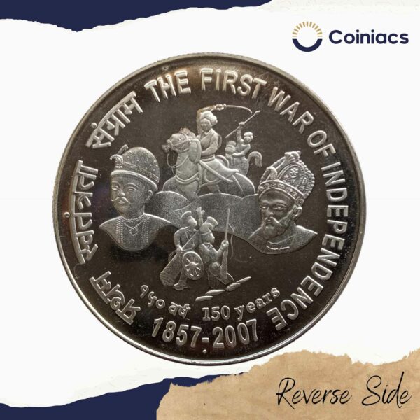 Rare 100 Rupees The First War of Independence 2007 Silver Commemorative Coin, Republic India Decimal Series, UNC - Image 3