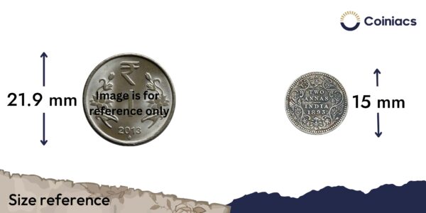 Two Annas Victoria Empress 1893 Calcutta Mint Silver Coin, British India Uniform Coinage, Collectable - Image 4