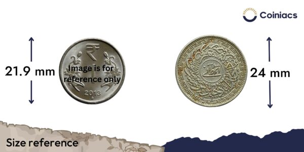 8 Annas Mir Usman Ali Khan RY 37 1366 AH (1946-47 CE) Nickel Old Coin, Princely State of Hyderabad, Collectible. - Image 4
