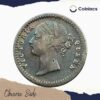 Two Annas Victoria Queen Divided Legend 1841 CE (With Sherif) 9 Berries (5L + 4R) Silver Coin, British India Uniform Coinage, Fine - Image 2