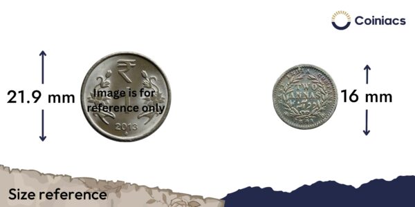 Two Annas Victoria Queen Divided Legend 1841 CE (With Sherif) 9 Berries (5L + 4R) Silver Coin, British India Uniform Coinage, Fine - Image 4