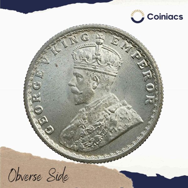 Half Rupee George V King Emperor 1936 Calcutta Mint Silver Coin, British India Uniform Coinage, UNC - Image 2