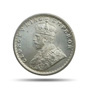 Half Rupee George V King Emperor 1936 Calcutta Mint Silver Coin, British India Uniform Coinage, UNC