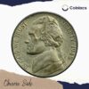 Five Cents (Jefferson Wartime Nickel) 1945 San Francisco Billon (35% Silver) Old Coin, United States of America, XF - Image 2
