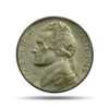Five Cents (Jefferson Wartime Nickel) 1945 San Francisco Billon (35% Silver) Old Coin, United States of America, XF