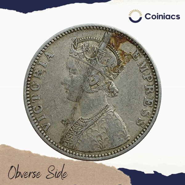 One Rupee Victoria Empress 1889 'B' Incuse Bombay Mint Silver Coin, British India Uniform Coinage, Collectable - Image 2