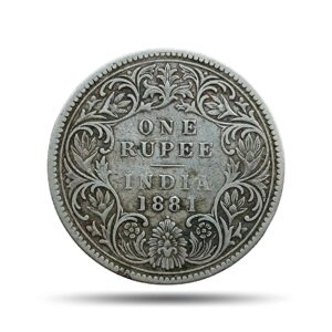 Rare One Rupee Victoria Empress 1881(Key Date) Bombay Mint Silver Coin, British India Uniform Coinage, Collectible