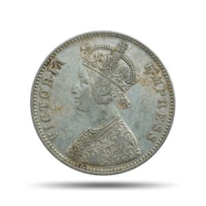 One Rupee Victoria Empress 1877 Bombay Mint Silver Coin, British India Uniform Coinage, Collectable