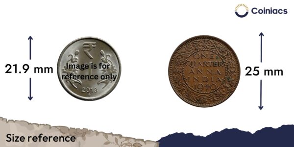Scarce Quarter Anna George VI King Emperor 1940 Young Head (Head Type 1) Bombay Mint Bronze Coin, British India Uniform Coinage, Collectable - Image 4