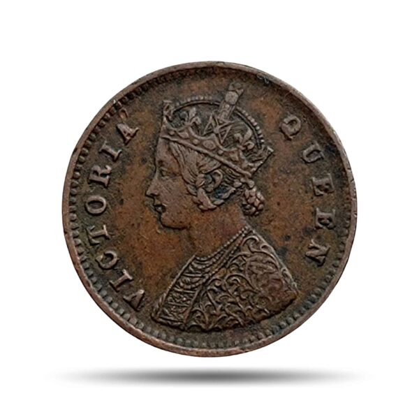 1/12 Anna Victoria Queen Crowned 1862 Copper Historic Coin, British India Uniform Coinage, Collectible