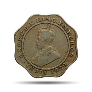 Scarce 4 Annas George V King Emperor 1920 Cupro-Nickel Coin, British India Uniform Coinage, Collectible.