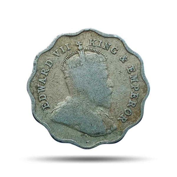 Scarce 1 Anna Edward VII King & Emperor 1910 Copper-Nickel Coin, British India Uniform Coinage, Fine