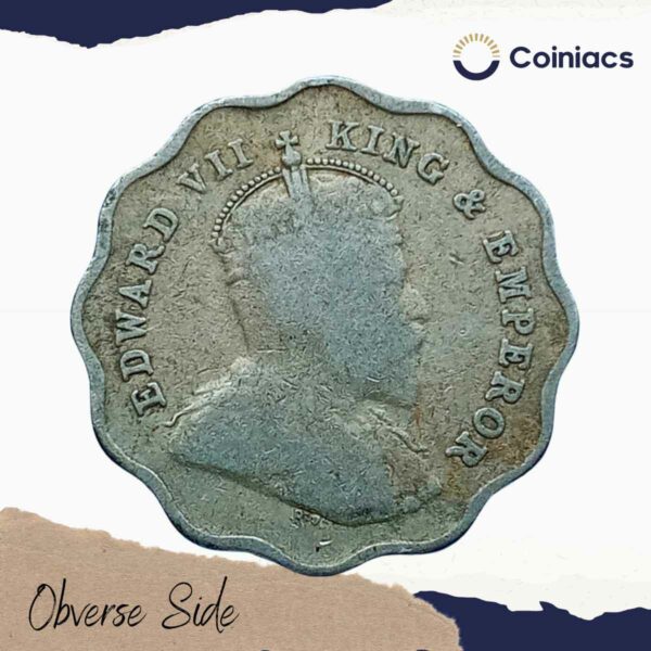 Scarce 1 Anna Edward VII King & Emperor 1910 Copper-Nickel Coin, British India Uniform Coinage, Fine - Image 2