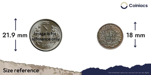 1/2 Franc Helvetia standing 1950 Switzerland Mint Silver Old Coin, Switzerland, Collectible. - Image 4