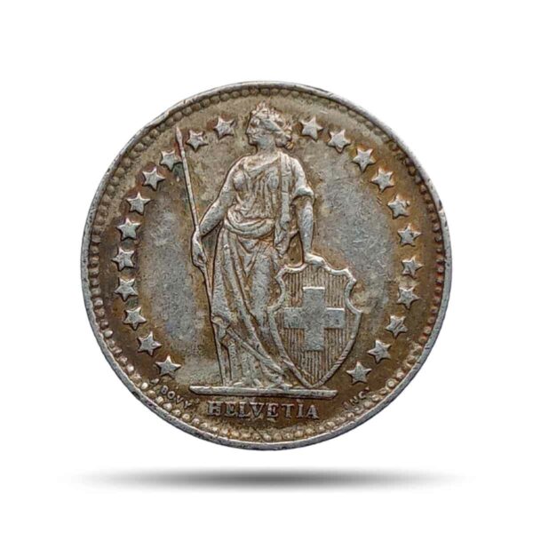 1/2 Franc Helvetia standing 1950 Switzerland Mint Silver Old Coin, Switzerland, Collectible.