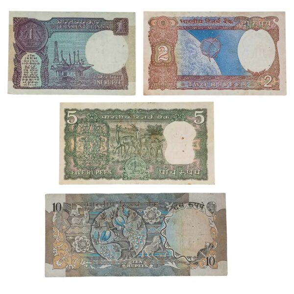 NOTAPHILY Rare Authentic Vintage Set of 1,2,5,10 Rupees (4 Pieces SET) in Circulated Condition, Collectible - Image 2
