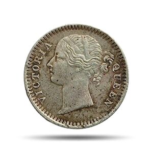 Scarce 1/4 Rupee Victoria Queen Divided Legend 1840 CE (Sheriff ) 10 Berries (6L +4R ) Silver coin, British India Uniform Coinage, Collectible.