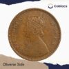 Rare Half Anna Victoria Queen 1876 Calcutta Mint (Obv B Rev II) Copper Coin, British India Uniform Coinage, Collectible. - Image 2