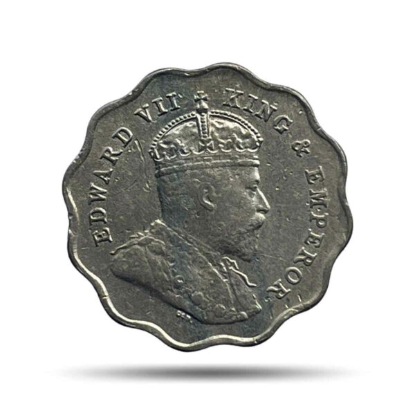 Scarce 1 Anna Edward VII King & Emperor 1908 Bombay Mint Copper-Nickel Coin, British India Uniform Coinage, XF.