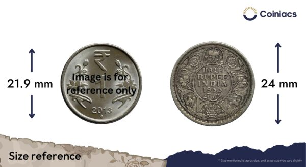 Scarce Half Rupee George V King Emperor 1933 Calcutta Mint Silver Coin, British India Uniform Coinage, Collectible. - Image 4