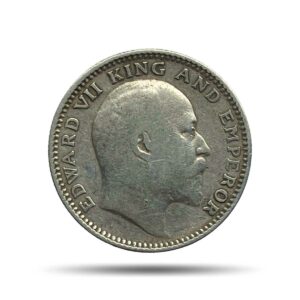 Scarce Half Rupee Edward VII 1906 Calcutta Mint Silver Coin, British India Uniform Coinage, Collectible.