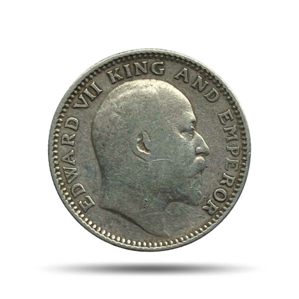 Scarce Half Rupee Edward VII 1906 Calcutta Mint Silver Coin, British India Uniform Coinage, Collectible.