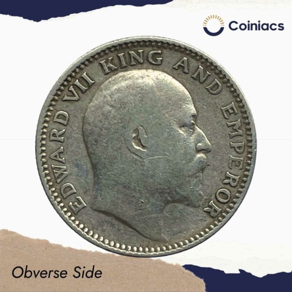 Scarce Half Rupee Edward VII 1906 Calcutta Mint Silver Coin, British India Uniform Coinage, Collectible. - Image 2