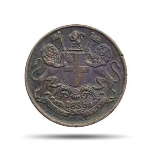 Quarter Anna East India Company 1835 Copper Coin, British India Uniform Coinage, Collectible.