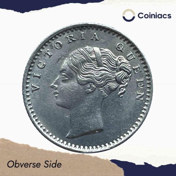 Scarce 1/4 Rupee Victoria Queen Continuous Legend 1840 CE ?S? incused (OBV-A(a), REV-I) 20 Berries Madras Mint Silver Coin, British India Uniform Coinage, Collectible. - Image 2